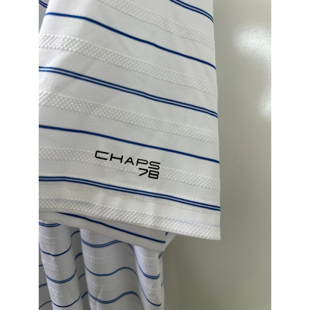 NWT Chaps Golf 78 Stay Dry Polo Shirt Mens XXL White Blue Stripe Preppy Nautical - Picture 4 of 7